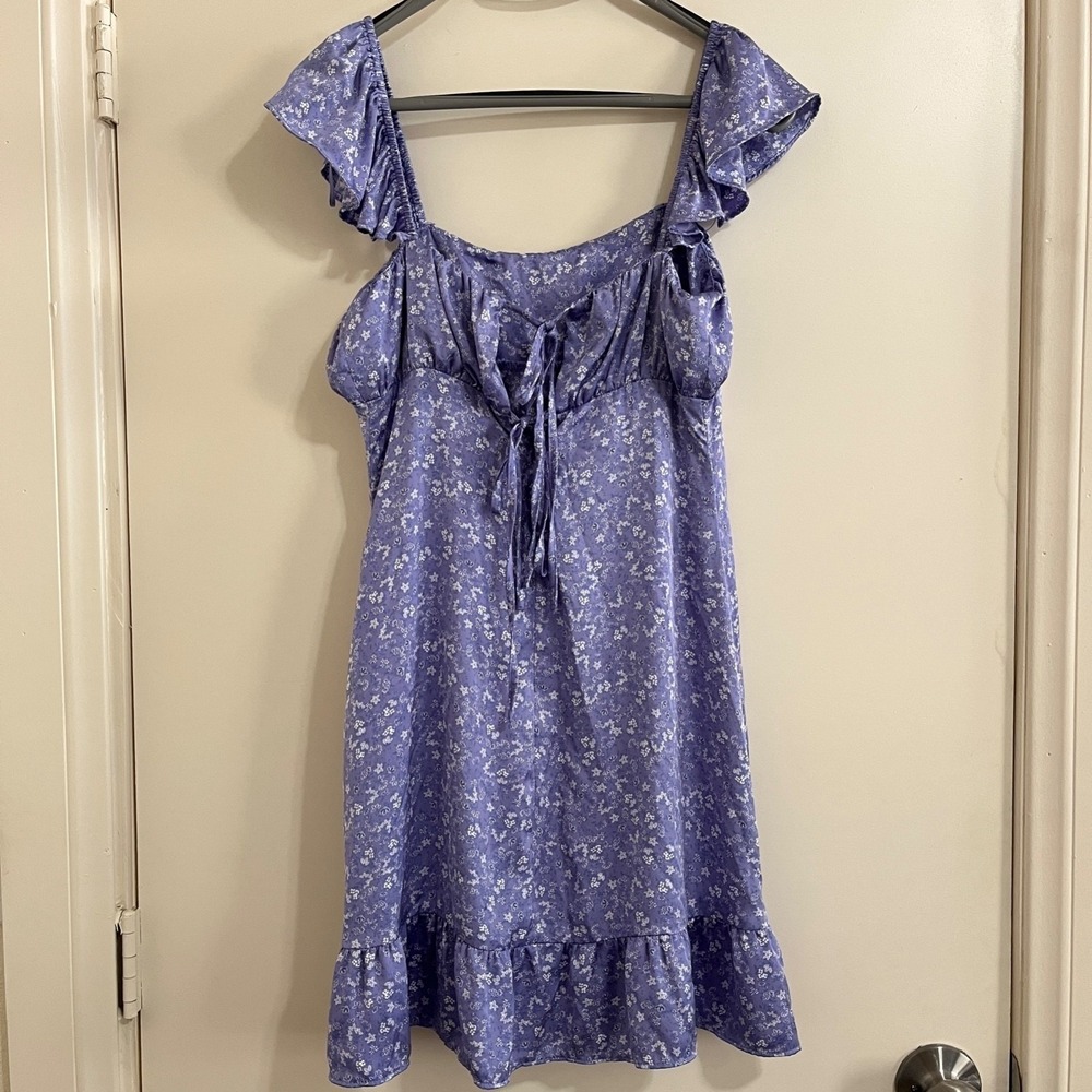 Zara Floral Babydoll Mini Dress Small Flutter Sleeve Tie Front Cottage Coquette